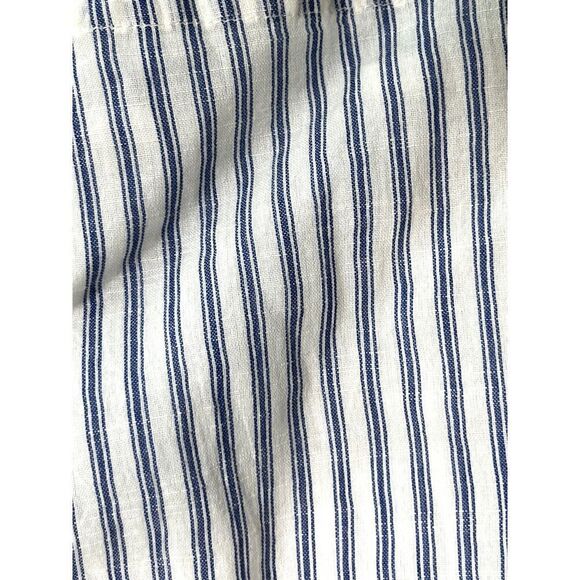 Swildens White Blue Striped A Line Skirt Size 38 Medium Elastic Waist Pocket - Picture 7 of 11